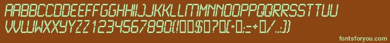 フォントLCD N    – 緑色の文字が茶色の背景にあります。