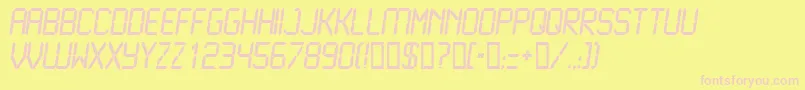 LCD N   -Schriftart – Rosa Schriften auf gelbem Hintergrund