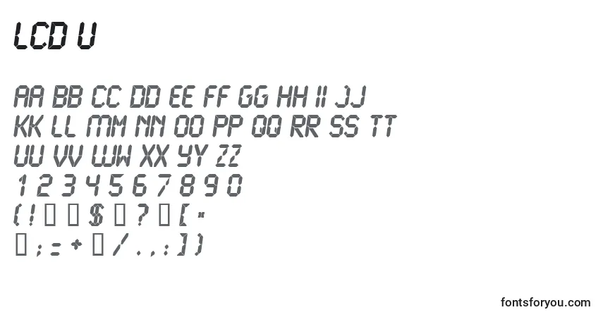 LCD U   -fontti – aakkoset, numerot, erikoismerkit