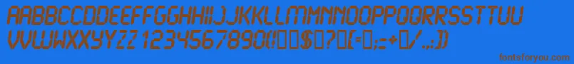 LCD U   -fontti – ruskeat fontit sinisellä taustalla