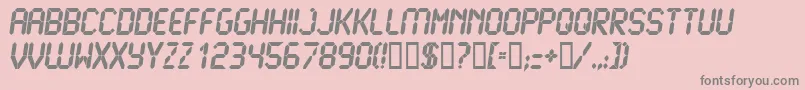 LCD U   -Schriftart – Graue Schriften auf rosa Hintergrund