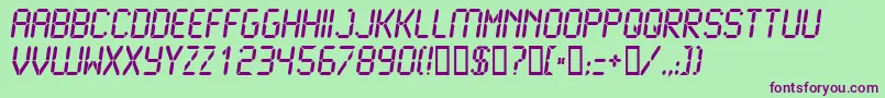 LCD2B   -Schriftart – Violette Schriften auf grünem Hintergrund
