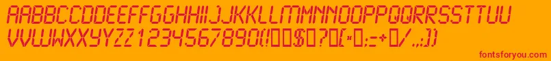 LCD2B   -Schriftart – Rote Schriften auf orangefarbenem Hintergrund