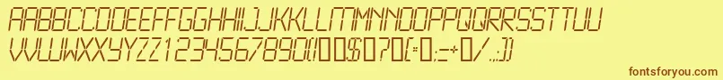フォントLCD2L    – 茶色の文字が黄色の背景にあります。