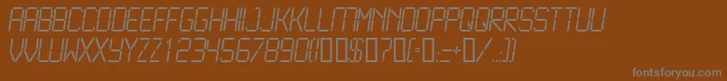 LCD2L   -fontti – harmaat kirjasimet ruskealla taustalla