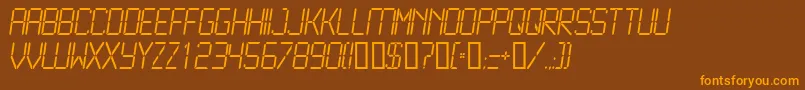 LCD2L   -Schriftart – Orangefarbene Schriften auf braunem Hintergrund