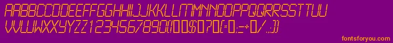 LCD2L   -Schriftart – Orangefarbene Schriften auf violettem Hintergrund