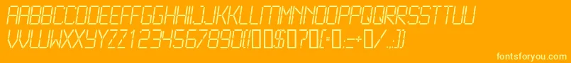 LCD2L   -Schriftart – Gelbe Schriften auf orangefarbenem Hintergrund