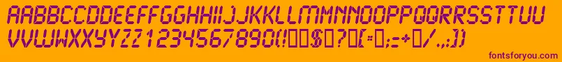 LCD2U   -Schriftart – Violette Schriften auf orangefarbenem Hintergrund