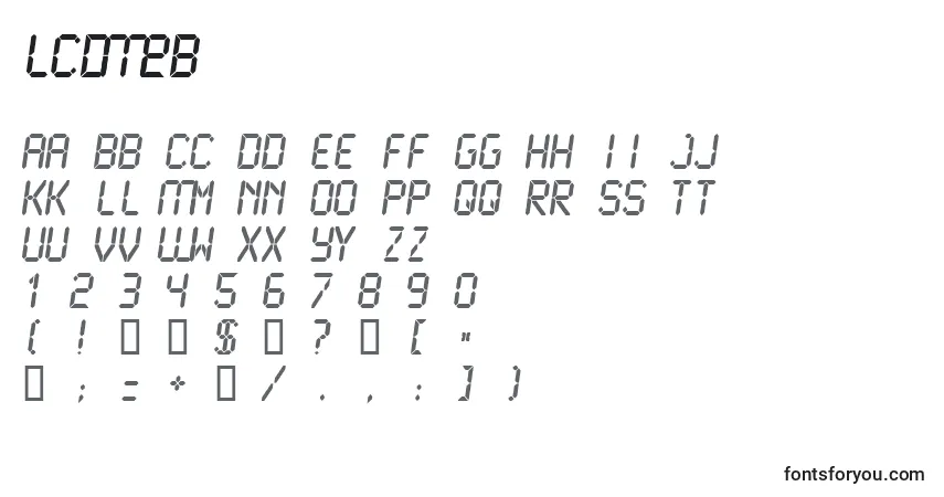 A fonte LCDM2B   (132337) – alfabeto, números, caracteres especiais