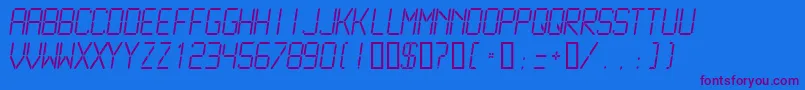 LCDM2L  -Schriftart – Violette Schriften auf blauem Hintergrund