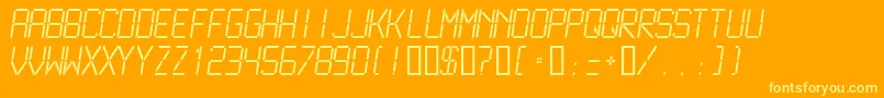 LCDM2L  -Schriftart – Gelbe Schriften auf orangefarbenem Hintergrund