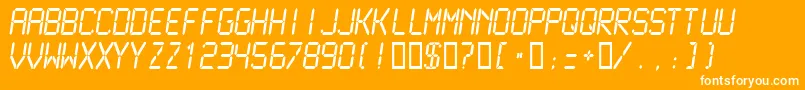 LCDM2N  -Schriftart – Weiße Schriften auf orangefarbenem Hintergrund