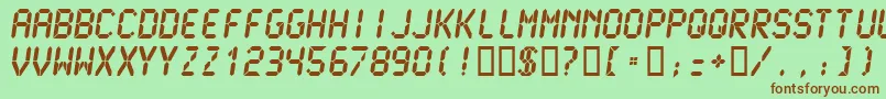 LCDM2U  -fontti – ruskeat fontit vihreällä taustalla