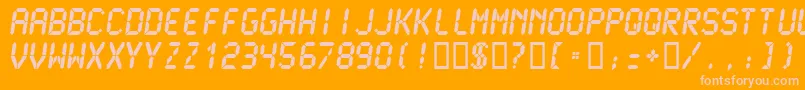 Шрифт LCDM2U   – розовые шрифты на оранжевом фоне