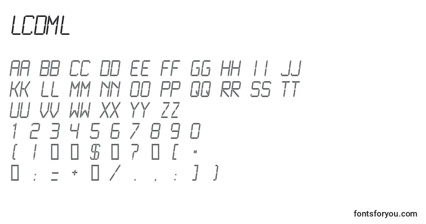 Schriftart LCDML    (132342) – Alphabet, Zahlen, spezielle Symbole
