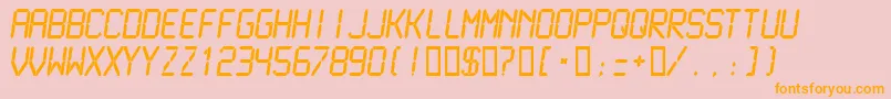 LCDMN   -Schriftart – Orangefarbene Schriften auf rosa Hintergrund