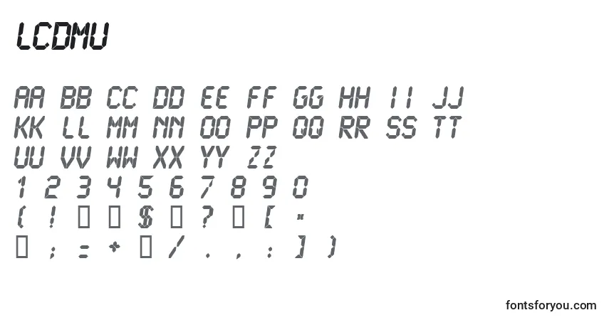 A fonte LCDMU    (132344) – alfabeto, números, caracteres especiais
