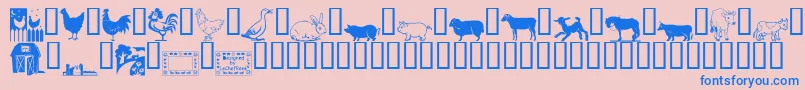 フォントLCR On the Farm – ピンクの背景に青い文字