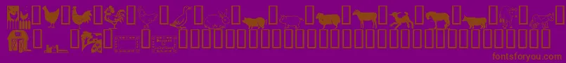 フォントLCR On the Farm – 紫色の背景に茶色のフォント