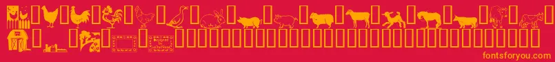 フォントLCR On the Farm – 赤い背景にオレンジの文字