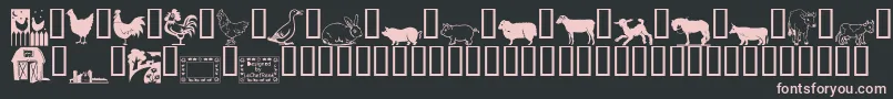 Шрифт LCR On the Farm – розовые шрифты на чёрном фоне