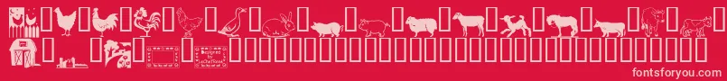 フォントLCR On the Farm – 赤い背景にピンクのフォント