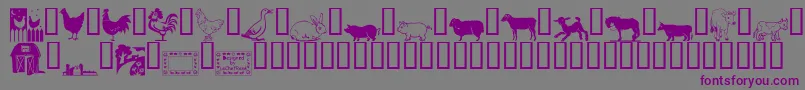 フォントLCR On the Farm – 紫色のフォント、灰色の背景
