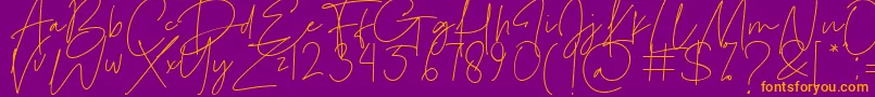 Le Festin-Schriftart – Orangefarbene Schriften auf violettem Hintergrund