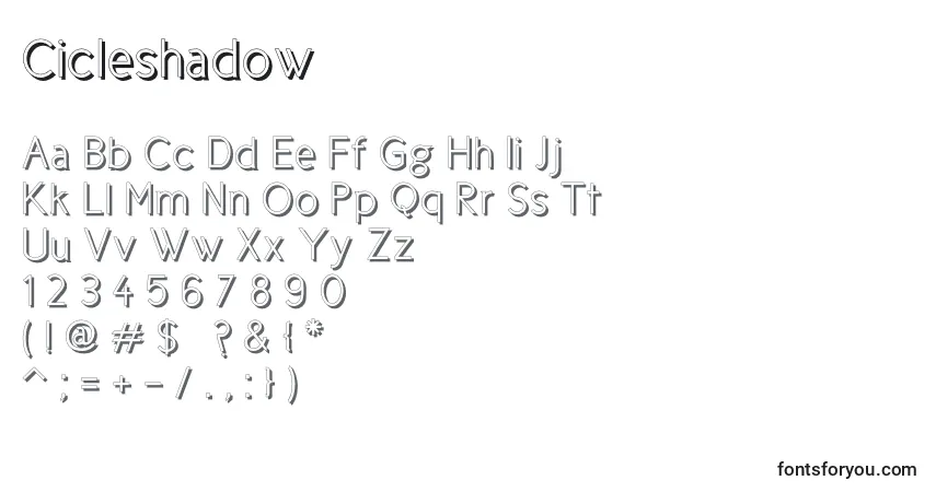 Cicleshadow Font – alphabet, numbers, special characters