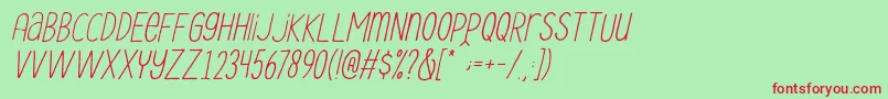 Le Havre City Light Oblique Font – Red Fonts on Green Background