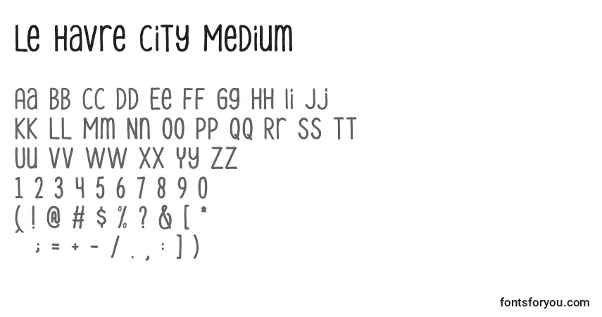 Schriftart Le Havre City Medium – Alphabet, Zahlen, spezielle Symbole
