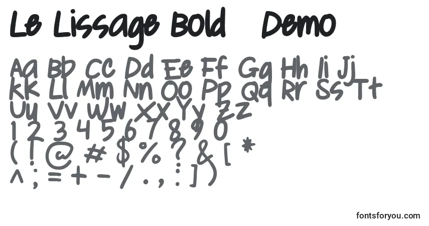 A fonte Le Lissage Bold   Demo – alfabeto, números, caracteres especiais
