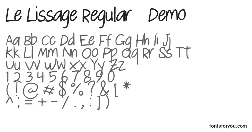 Fuente Le Lissage Regular   Demo - alfabeto, números, caracteres especiales