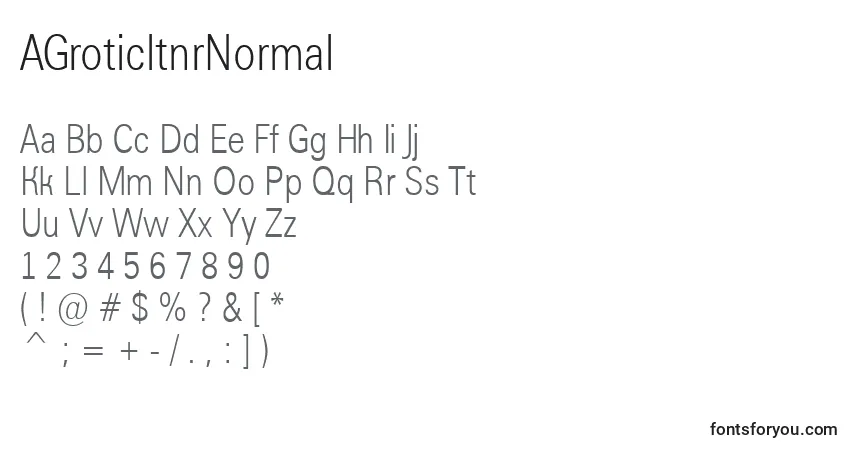 Czcionka AGroticltnrNormal – alfabet, cyfry, specjalne znaki