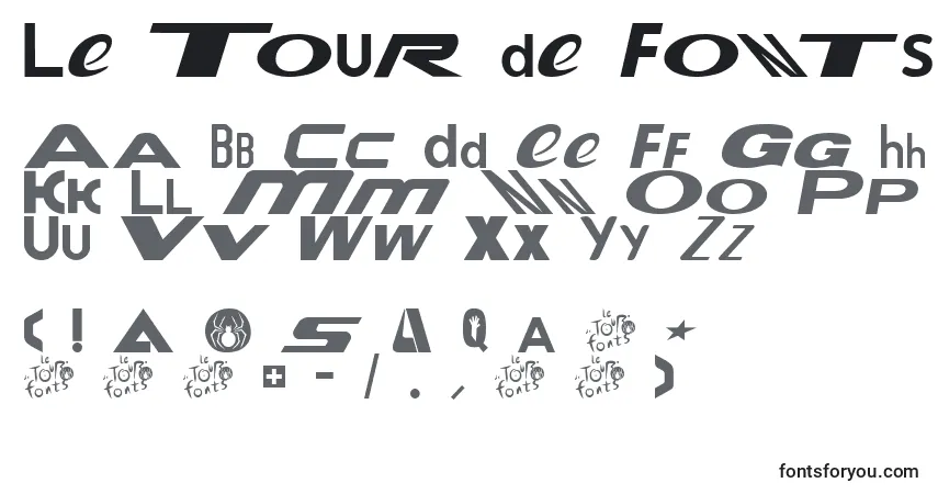 Fuente Le Tour de Fonts - alfabeto, números, caracteres especiales