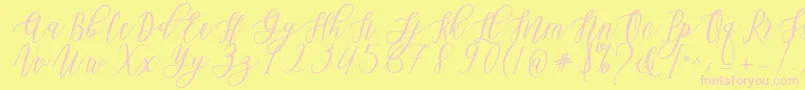 Leadent Script-Schriftart – Rosa Schriften auf gelbem Hintergrund