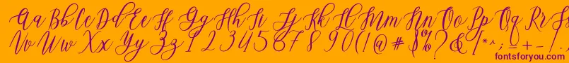 Leadent Script-Schriftart – Violette Schriften auf orangefarbenem Hintergrund