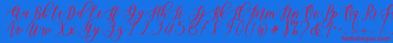 Leadent Script-Schriftart – Rote Schriften auf blauem Hintergrund