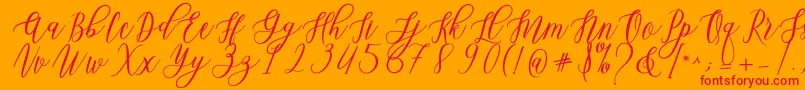 Leadent Script-Schriftart – Rote Schriften auf orangefarbenem Hintergrund