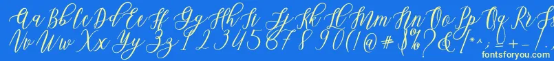 Leadent Script Font – Yellow Fonts on Blue Background