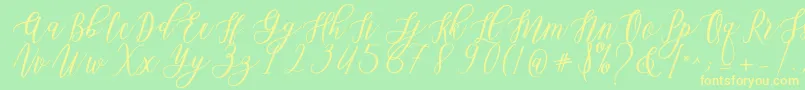 Leadent Script-Schriftart – Gelbe Schriften auf grünem Hintergrund