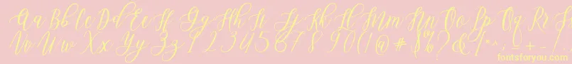 Leadent Script-Schriftart – Gelbe Schriften auf rosa Hintergrund