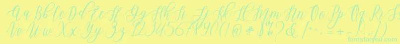 Leadent Script-Schriftart – Grüne Schriften auf gelbem Hintergrund