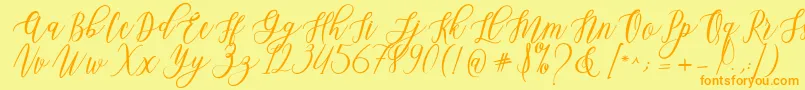 Leadent Script-Schriftart – Orangefarbene Schriften auf gelbem Hintergrund