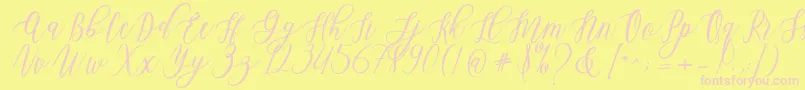 Leadent Script-Schriftart – Rosa Schriften auf gelbem Hintergrund