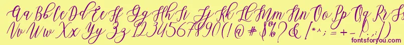 Leadent Script-Schriftart – Violette Schriften auf gelbem Hintergrund