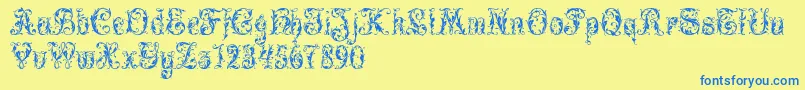 Leafy Glade Font – Blue Fonts on Yellow Background