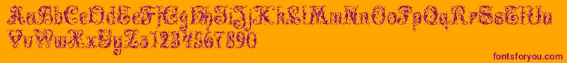 Leafy Glade Font – Purple Fonts on Orange Background