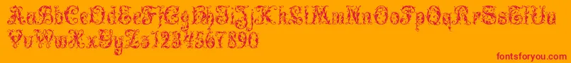 Leafy Glade Font – Red Fonts on Orange Background